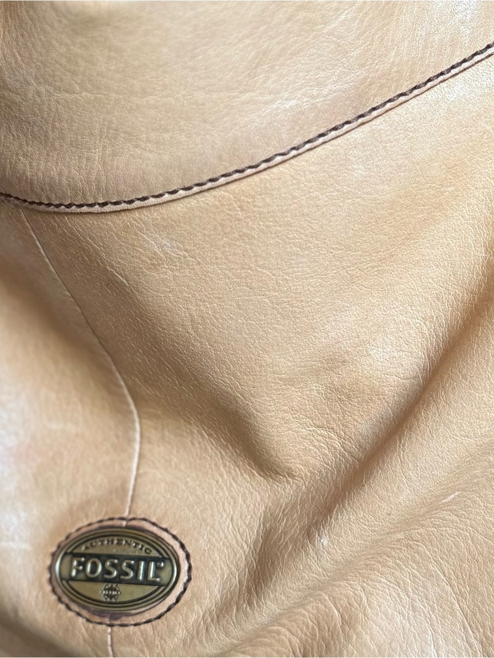 Fossil Convertible Leather Crossbody Tote Bag | Cream Tan Boho - Picture 5 of 8